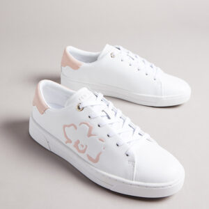 Ted Baker Γυναικεία Sneakers TARLIAH Magnolia Flower Placement Cupsole Trainer 257318_WHITE-PINK