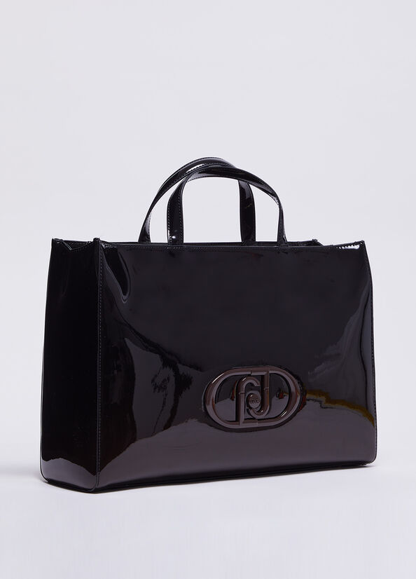 Liu Jo Tote bag with logo (black) AF3208E000422222, liu jo, liu jo τσαντες, τσαντες, τσαντα, tsantes, tsanta, tote bag, bags,liu jo bags